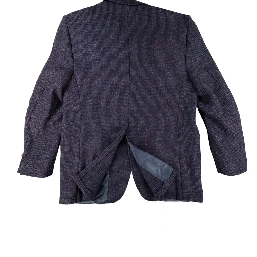 Harris Tweed Blazer Mens‎ 44L Multi Navy Handwoven Wool Jacket Old Money Vintage